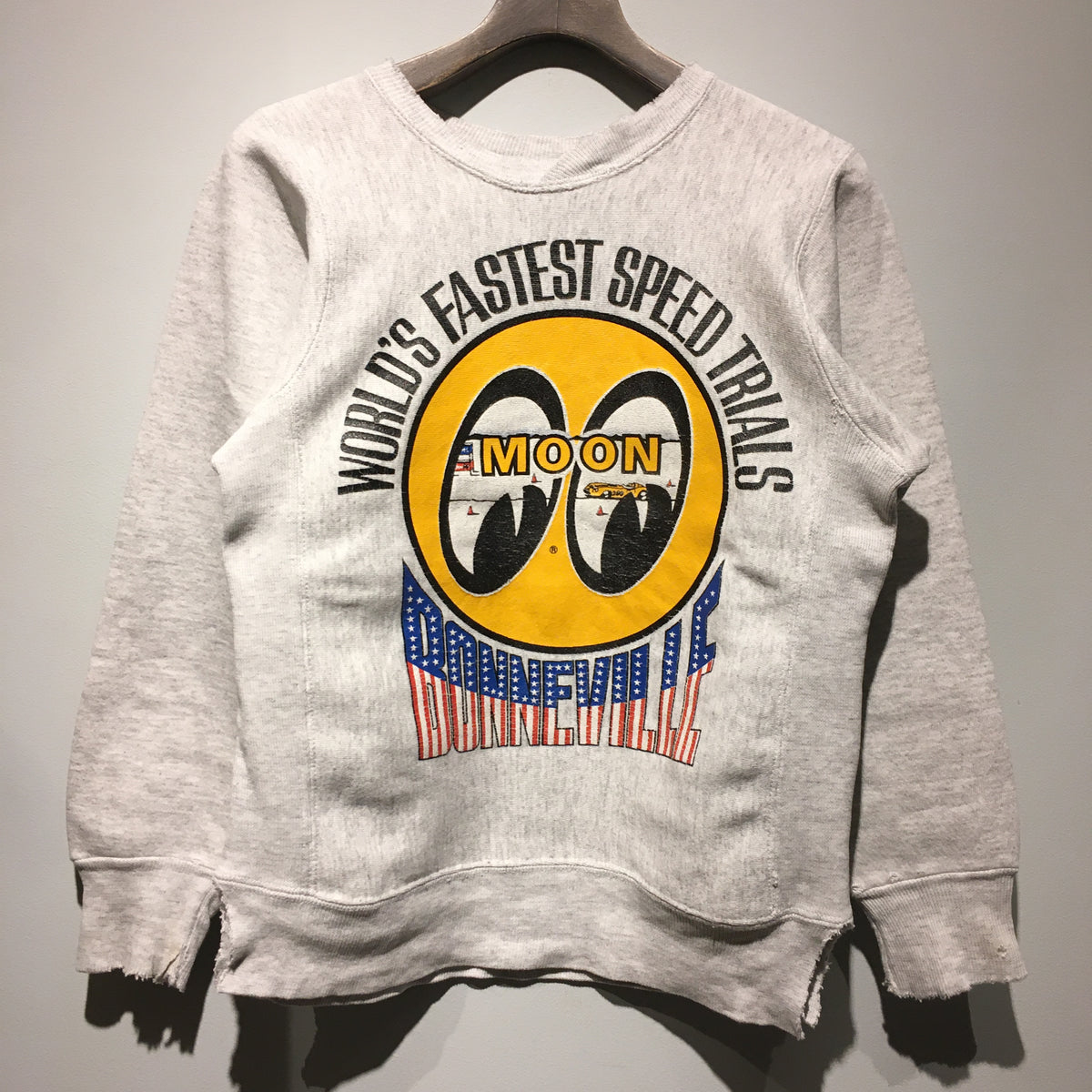 80s/Hanes BEFFY/MOON EYES print sweat/made in USA/ size S