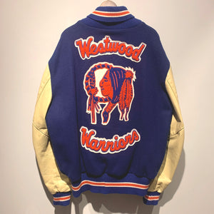 90s DeLONG/Westwood Warriors Varsity Jacket/MADE IN USA/ size 52L