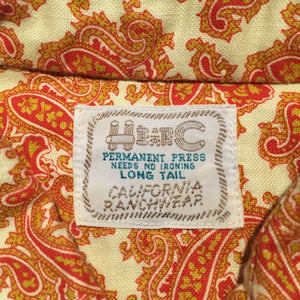 70s/H BAR C PERMANENT PRESS/Paisley pattern short sleeve shirt/LONG TAIL