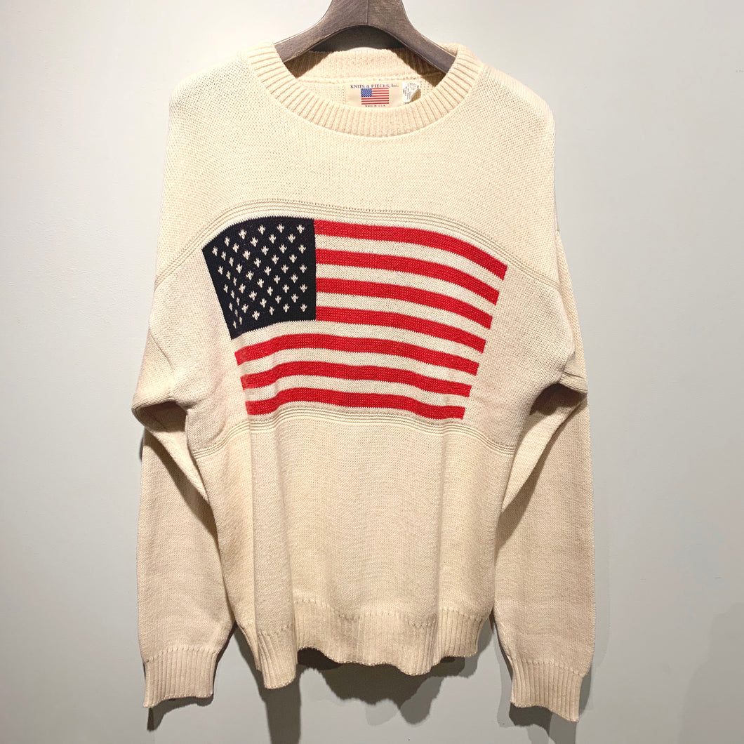 Knits & Pieces/American Flag Knit Sweater/MADE IN USA/ size M