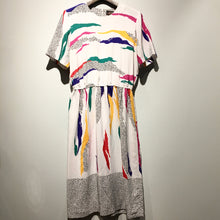 画像をギャラリービューアに読み込む, 80s Damon Ⅱ line art pettern dress/made in USA
