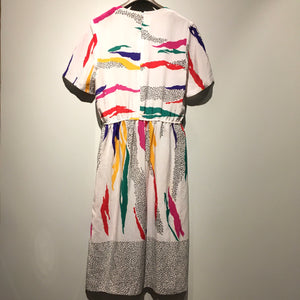 80s Damon Ⅱ line art pettern dress/made in USA