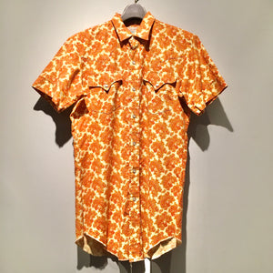 70s/H BAR C PERMANENT PRESS/Paisley pattern short sleeve shirt/LONG TAIL