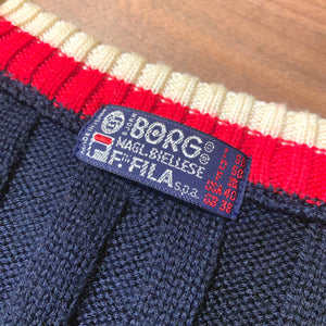 70s FILA BJORN BORG/Cable Knit Vest/made in ITARY/ size 50
