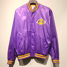 画像をギャラリービューアに読み込む, 90s NBA/LOS ANGELES LAKERS Nylon Varsity Jacket/ size M
