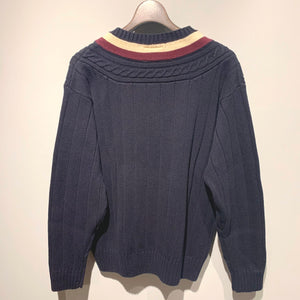 90s TOMMY HILFIGER/V neck knit sweater/ size L