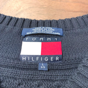 90s TOMMY HILFIGER/V neck knit sweater/ size L