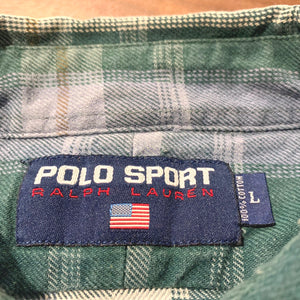 POLO SPORT/ L/S check shirt/ size L