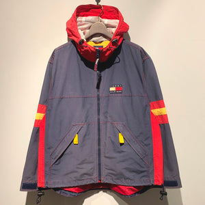 90s TOMMY HILFIGER/Hooded Nylon Jacket/ size L