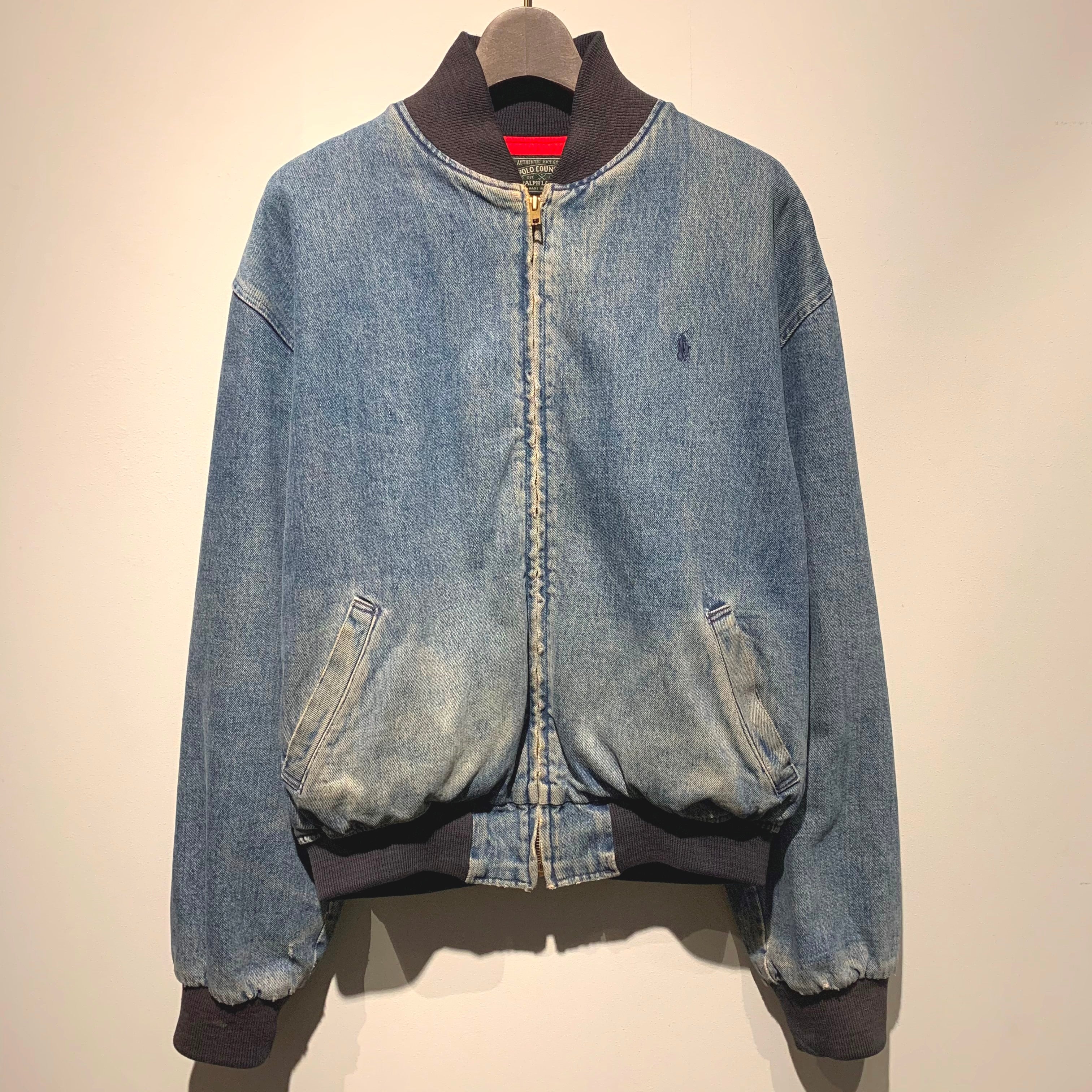 POLO COUNTRY/Ralph Lauren/MA-1 type Zip Denim Jacket/MADE