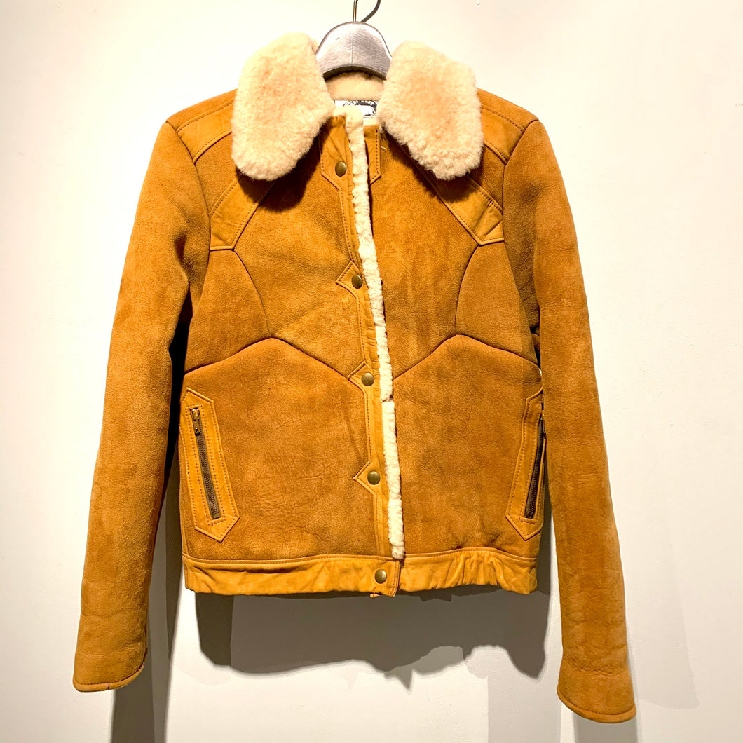 70s/East West/mouton leather jacket/LADIES size 13/TALON ZIP