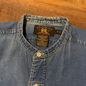RRL/90s/band collar indigo shirt/size M/Ralph Lauren